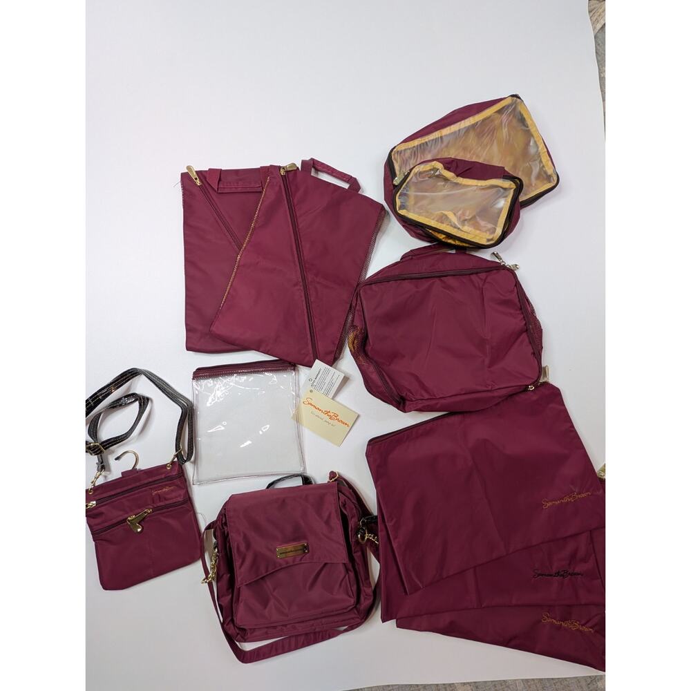 Samantha Brown Burgundy Travel Accessories Packing Cubes Crossbody
